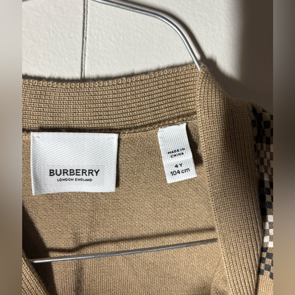 Burberry Beige Knit Top with Check Detail - Picture 3 of 6